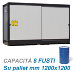 Container di sicurezza per esterni REI 120 – 8 Fusti / cm. L.316xP.187xH.249