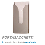 Distributore sacchetti igienici in acciaio inox lucido cm. 12,5x3,3x28