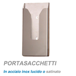 Distributore sacchetti igienici in acciaio inox satinato cm. 12,5x3,3x28