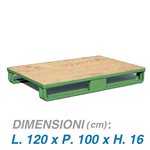Pedana su slitte con base pressopiegata e fondo in legno - Dim. 120x100x16 - Portata: 1000 kg.