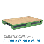 Pedana su slitte con base pressopiegata e fondo in legno - Dim. 100x80x16 - Portata: 1000 kg.