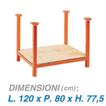 Pallet a montanti liberi con piano in legno - Dim. 120x80x78 - Portata: 1000 kg.