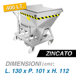 Contenitore ribaltabile in Lamiera Zincata - cm.130x101x112 - Capacità: 400 LT