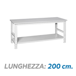 Tavolo da imballaggio regolabile in altezza con piano inferiore - Dim. 200x80x78,3/115,3 cm.