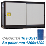 Container per liquidi pericolosi - 16 fusti / cm. L.563xP.170xH.244