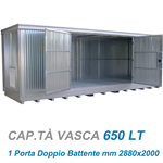 Container in ferro per esterno con vasca di raccolta / cm. L.304xP.210xH.239