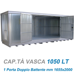 Container in acciaio per vernici e solventi con vasca / cm. L.476xP.210xH.239