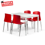 Tavolo per mense Bianco con 4 sedie / cm. L.120x80x75
