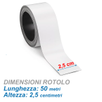 Etichetta Magnetica Scrivibile - Rotolo 50 metri / H. 2,5 cm