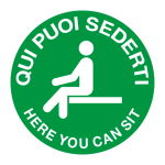 Etichetta adesiva Qui puoi sederti - Here you can seat 
