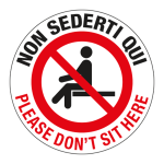 Etichetta adesiva "Non sederti qui - Please don't seat here"