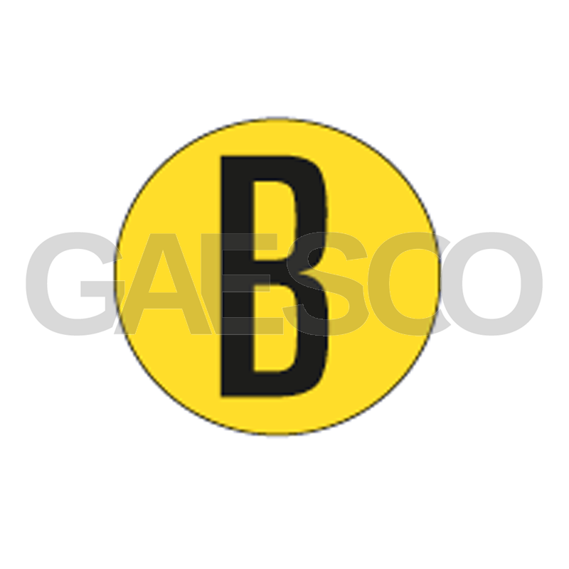 Bollo fondo giallo lettera B colore nero autoadesivo per pavimenti