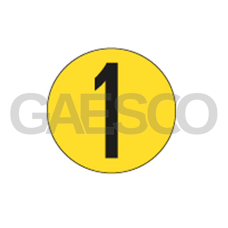 Bollo fondo giallo numero 1 colore nero autoadesivo per pavimenti