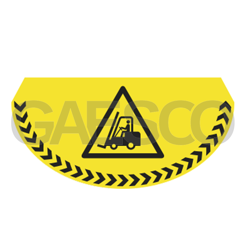 Bollo mezzaluna fondo giallo pericolo carrelli elevatori (1 Pz)