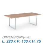 Tavolo riunione rettangolare GRACE / cm. L.220xP.100xH.75 CILIEGIO
