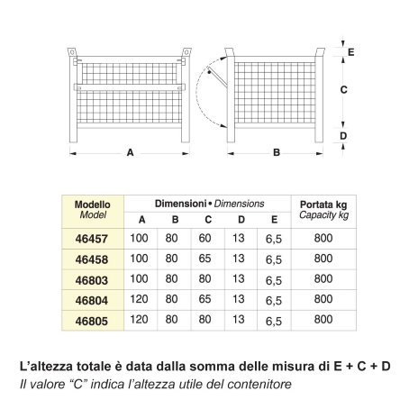 Contenitore in rete anta apribile - Dim.100x80x100 (800 KG)