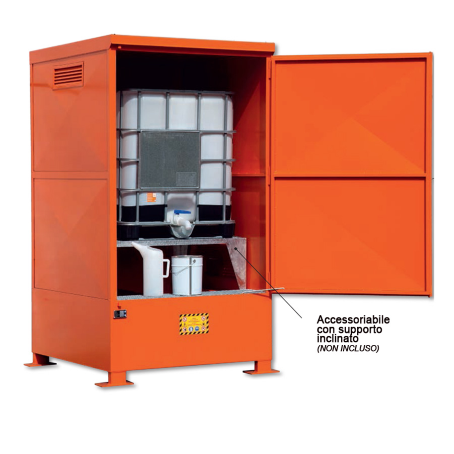 Deposito stoccaggio esterno per 1 cisternetta da 1000 LT con vasca contenimento /cm.L.135xP.166xH.250