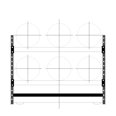 Scaffale per fusti con vasca / 6 Fusti 60 Lt / cm. 140xP.83xH.300