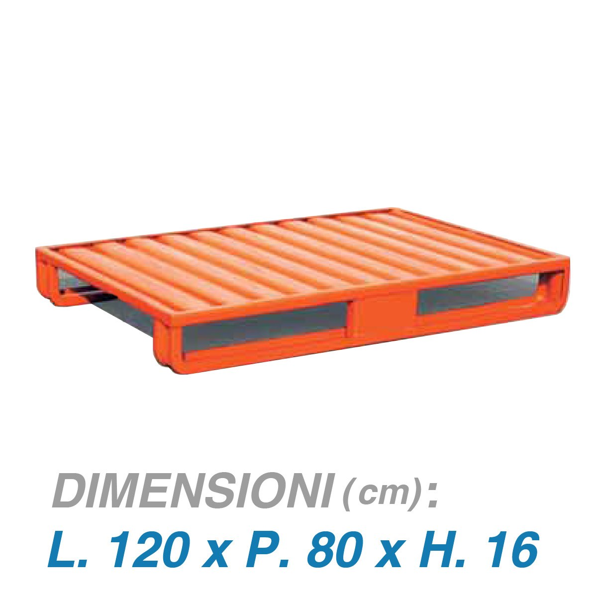 Pedana in metallo su 2 slitte - Dim. 120x80x16 - Portata: 1500 kg.