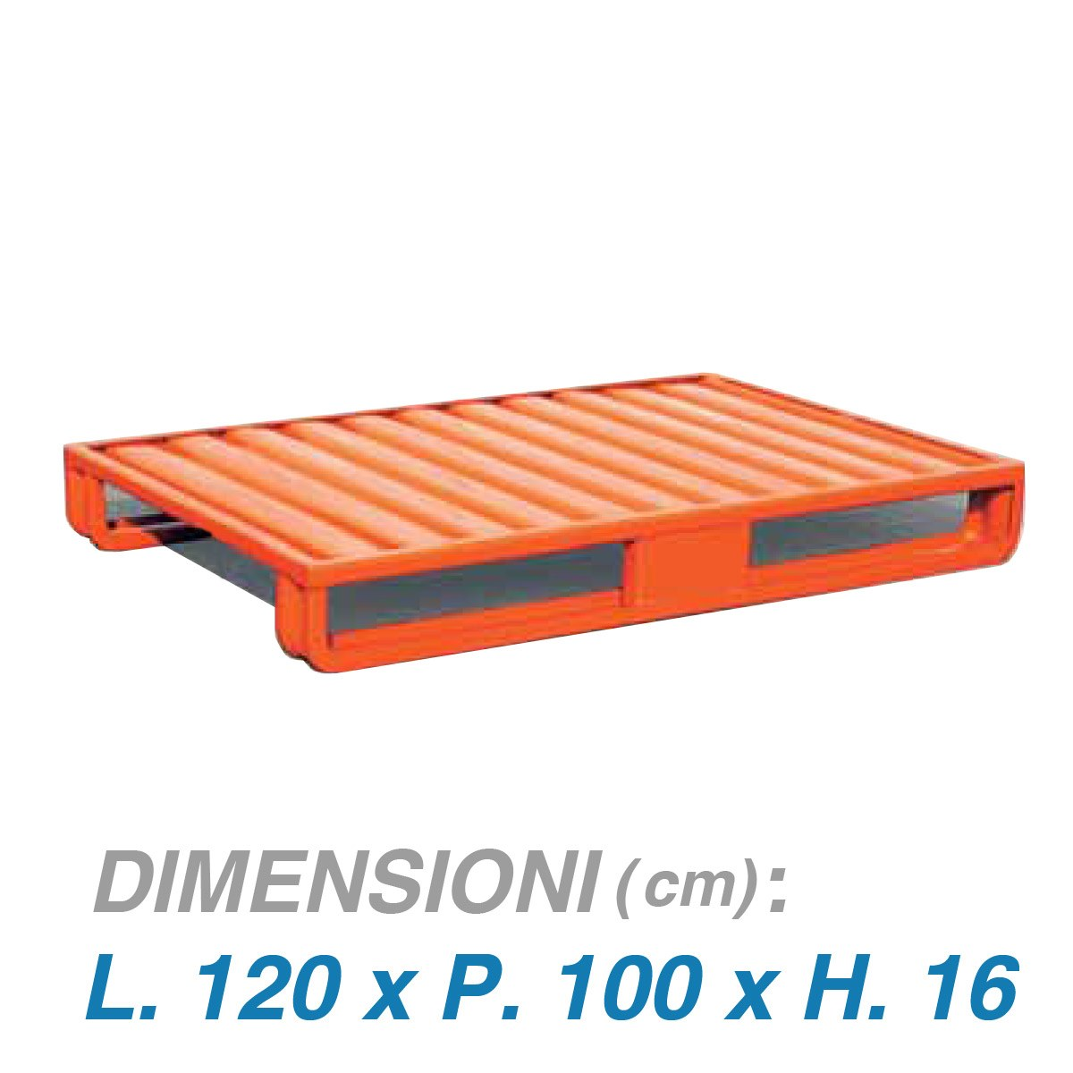 Pedana in metallo su 2 slitte - Dim. 120x100x16 - Portata: 1500 kg.