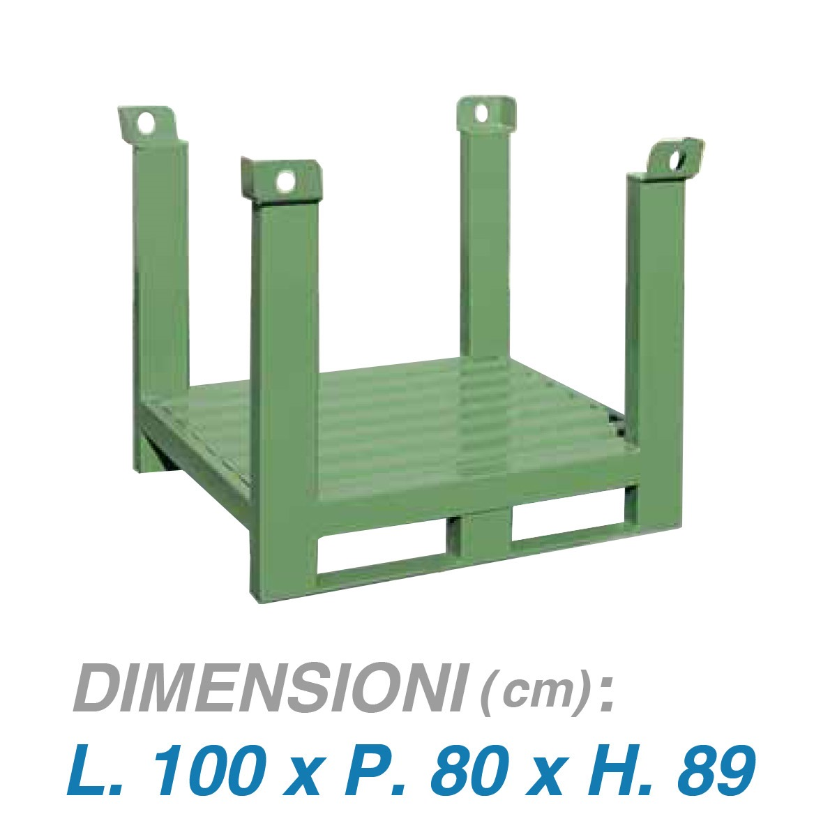 Pallet a montanti liberi su slitta lato lungo - Dim. 100x80x61 - Portata: 2000 kg.