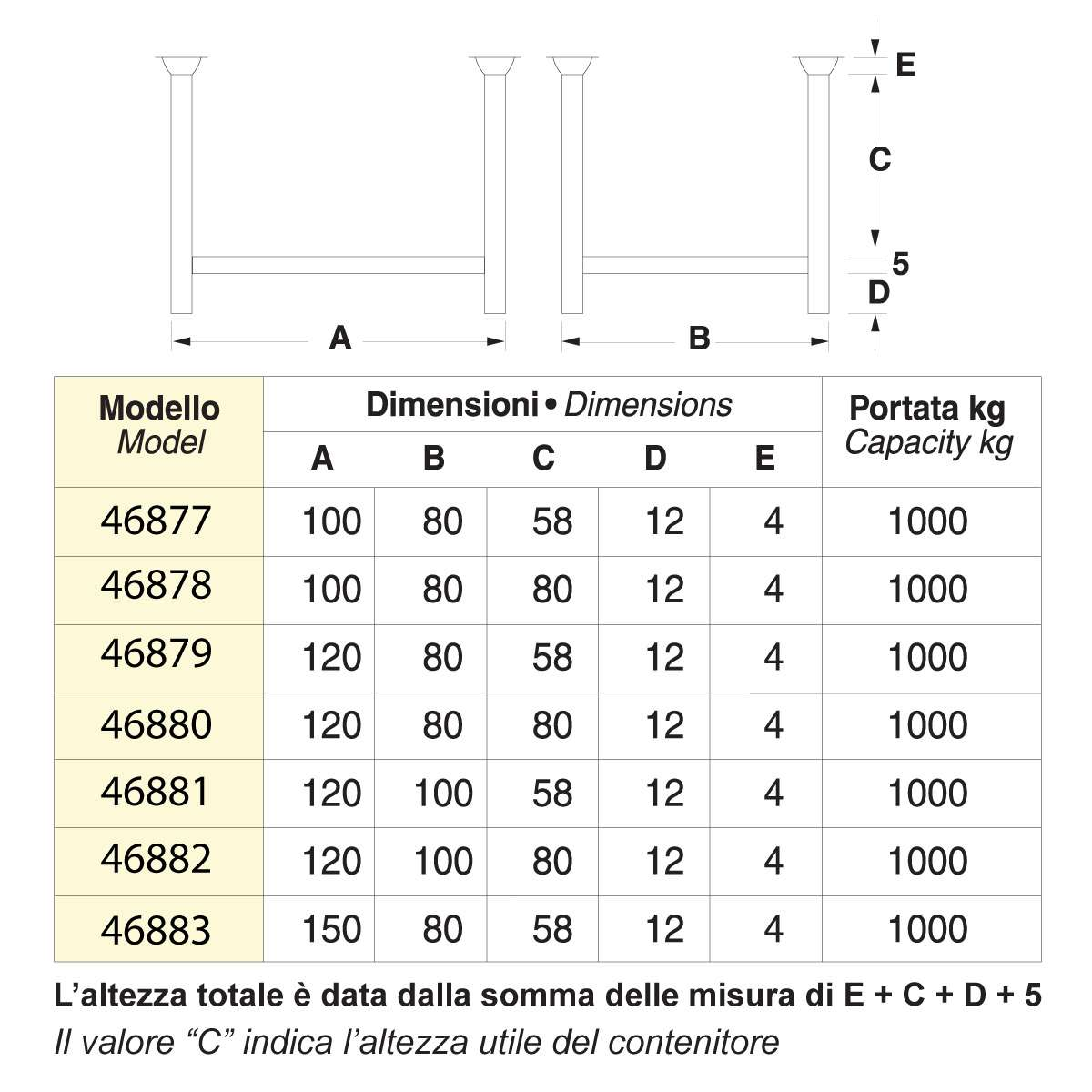 Pallet a montanti liberi - Dim. 120x80x101 - Portata: 1000 kg.