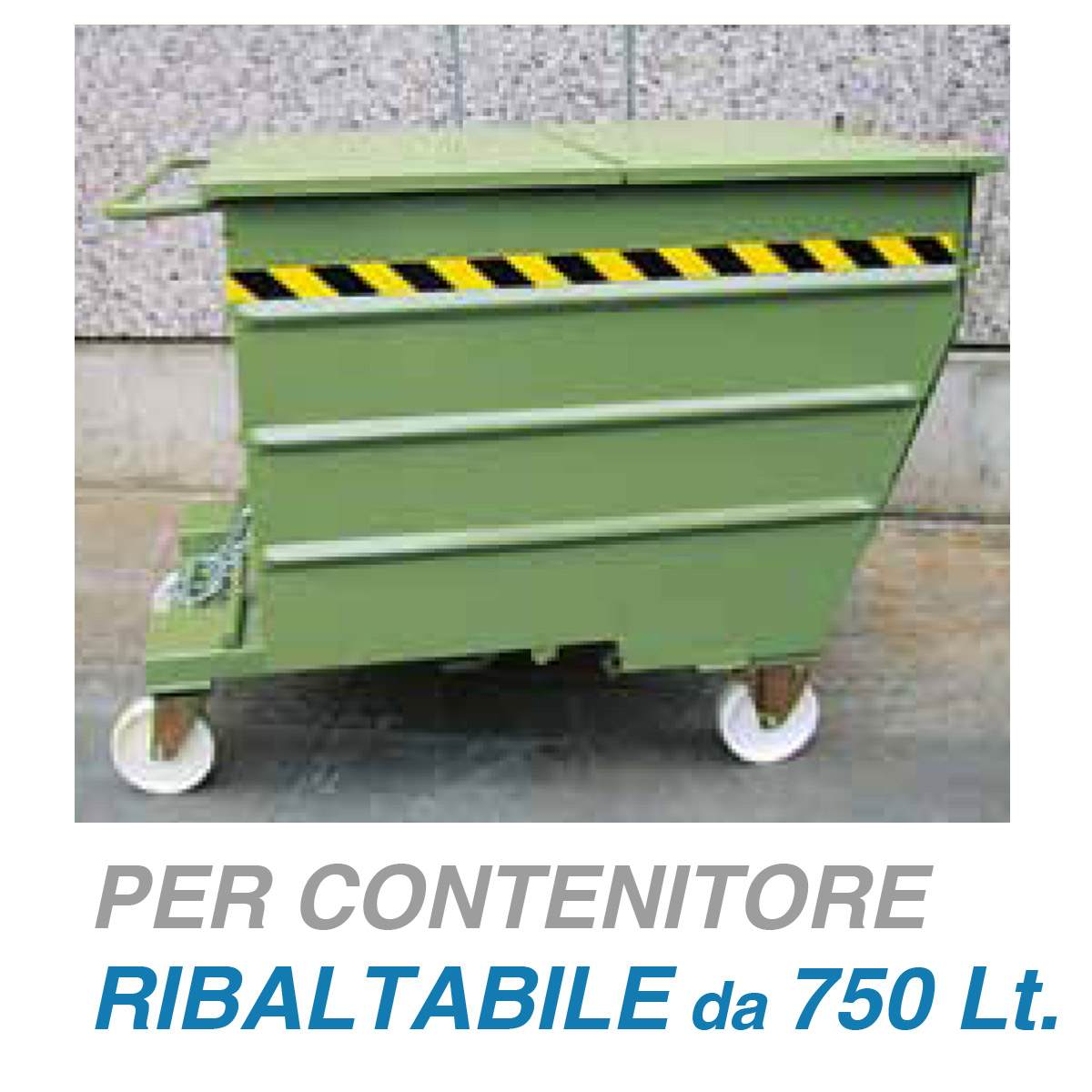 Coperchio sdoppiabile per contenitori ribaltabili da 750 LT