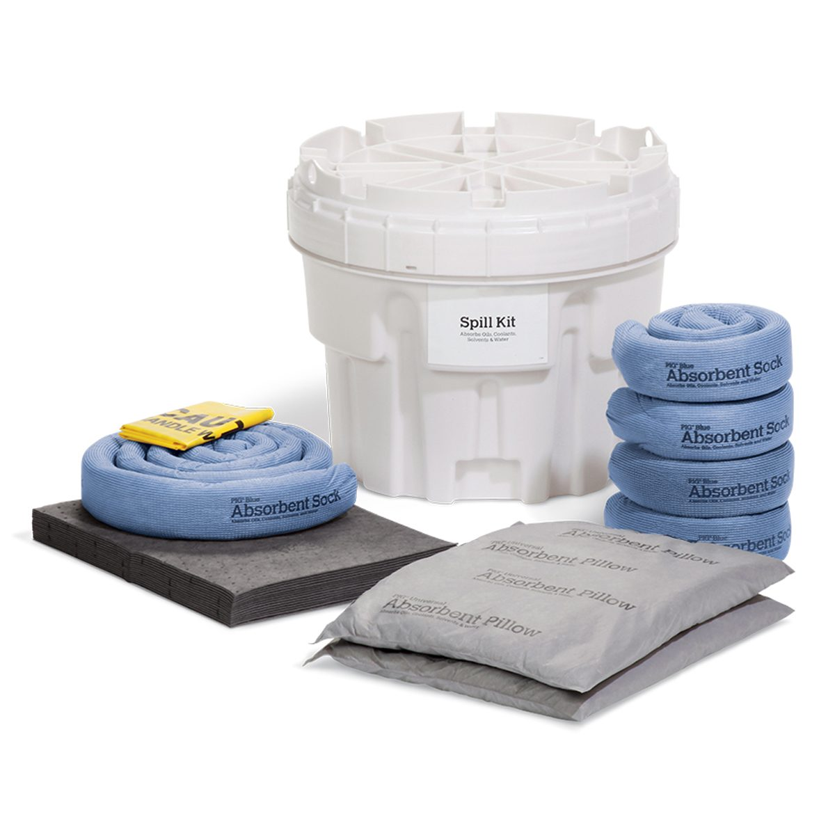 Kit di intervento per fuoriuscite in imballaggio straordinario - Assorbenza totale: 46 LT.