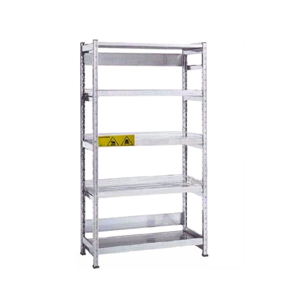 Scaffale con vasca per chimici 5 ripiani /cm L.80xP.50xH.200