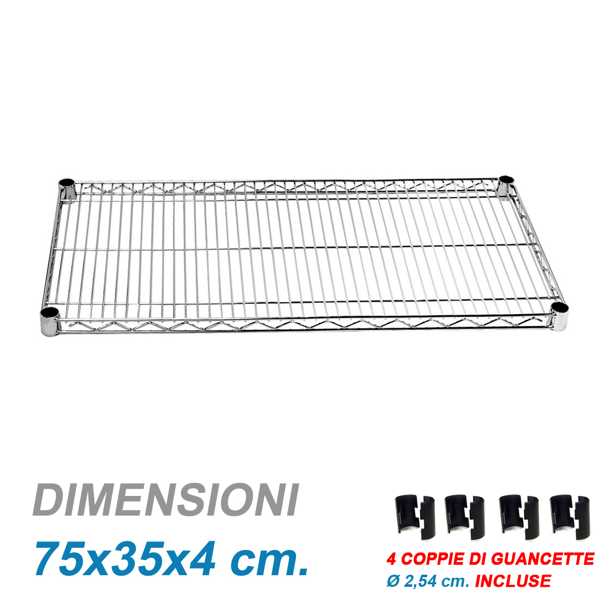 Ripiano cromato per scaffali Chrome / cm. L.75xP.35