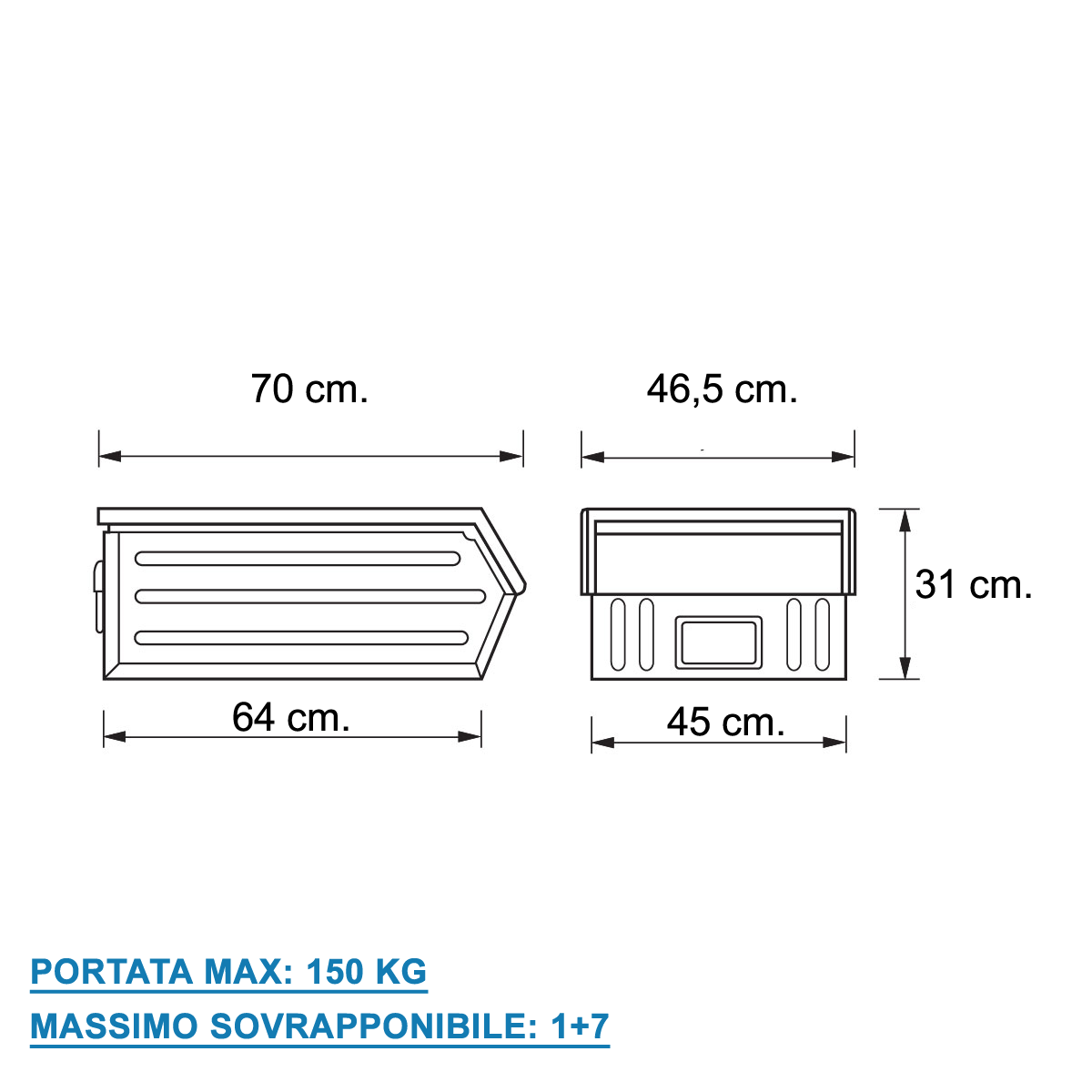 Cassette a bocca di lupo in ferro sovrapponibili / 6 pz / Misura 5