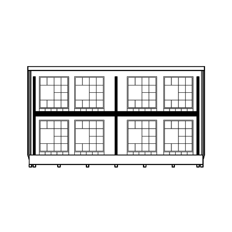 Shelter con vasca e scaffali - Capienza 8 cisternette / cm. L.598xP.168xH.348