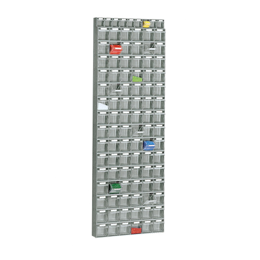 Scaffale con cassette porta-minuterie a ribalta, 99 Scomparti di misure differenti / cm. L.60xP.11xH.176