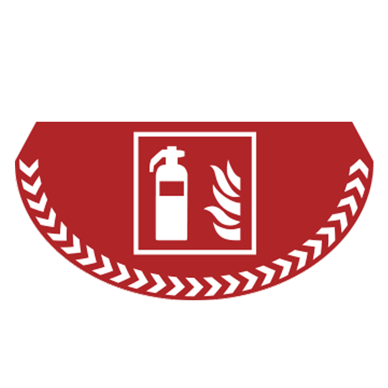 Bollo mezzaluna fondo rosso con estintore antincendio (1 Pz)