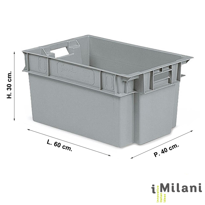 Contenitore impilabile in plastica / cm. L.60xP.40xH.30