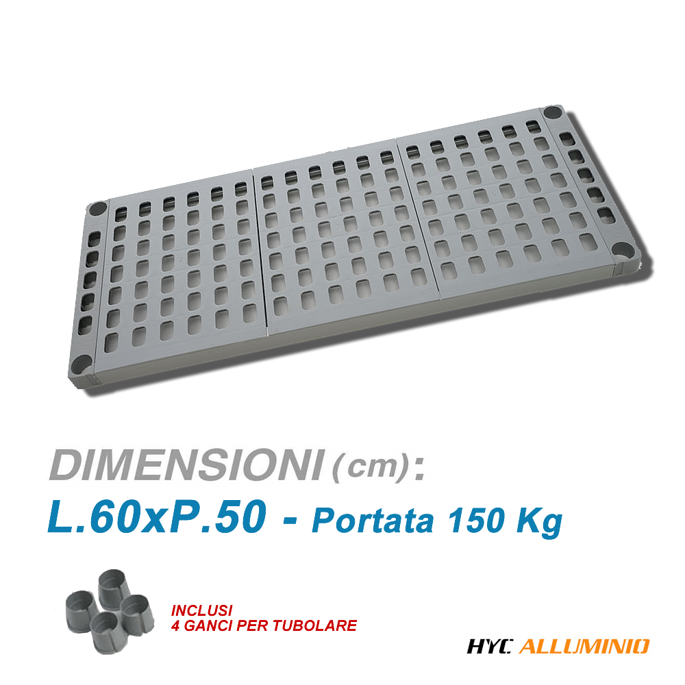 Ripiano in polipropilene per scaffali alluminio / cm. L.60xP.50