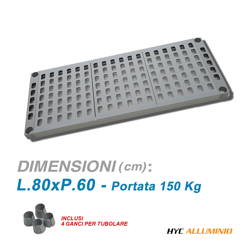 Ripiano in polipropilene per scaffali alluminio / cm. L.80xP.60