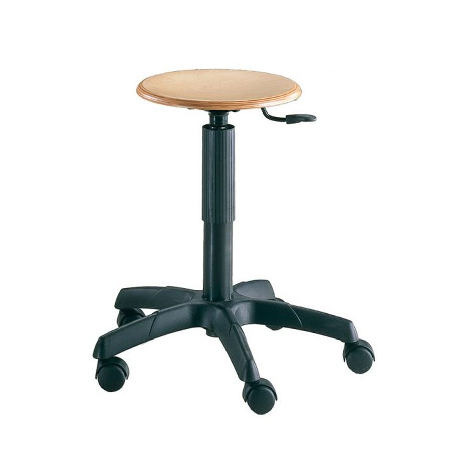 Sgabello legno MUT: Ruote, Regolazione 44/55cm - FAGGIO c/Ruote