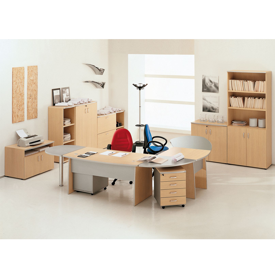 Scrivania ufficio operativa - Fianchi in legno - Lunghezza cm