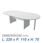 Tavolo riunione ovale VIRGO / cm. L.220xP.110xH.70 BIANCO