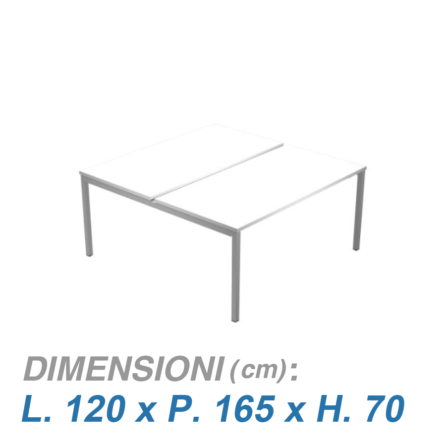 Tavolo Ufficio Bench VIRGO / senza divisorio / BIANCO cm. L.120xP.165xH.70