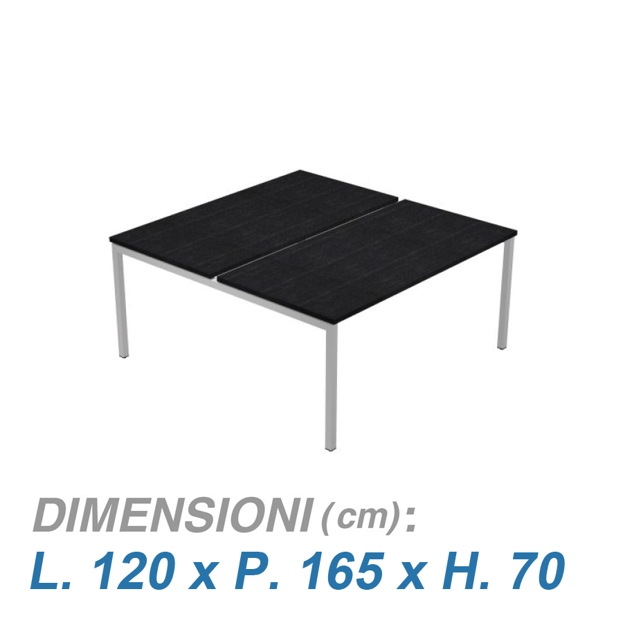 Tavolo Ufficio Bench VIRGO / senza divisorio / NERO cm. L.120xP.165xH.70