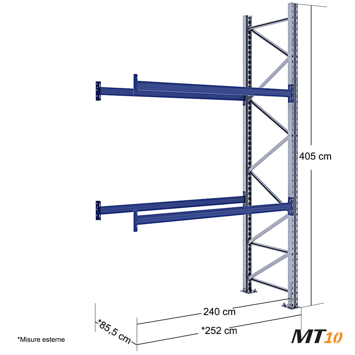 Scaffale portapallet MT10 / cm. L.240xP.80xH.400 / 2 Liv. (AGG)