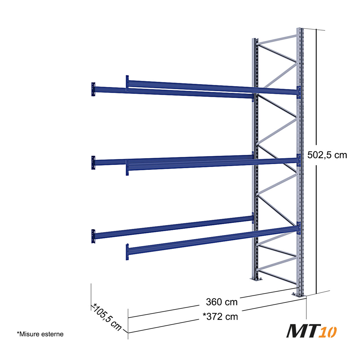 Scaffale portapallet MT10 / cm. L.360xP.100xH.500 / 3 Liv. (AGG)