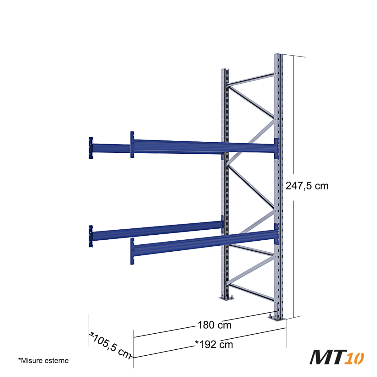 Scaffale portapallet MT10 / cm. L.180xP.100xH.250 / 2 Liv. (AGG)