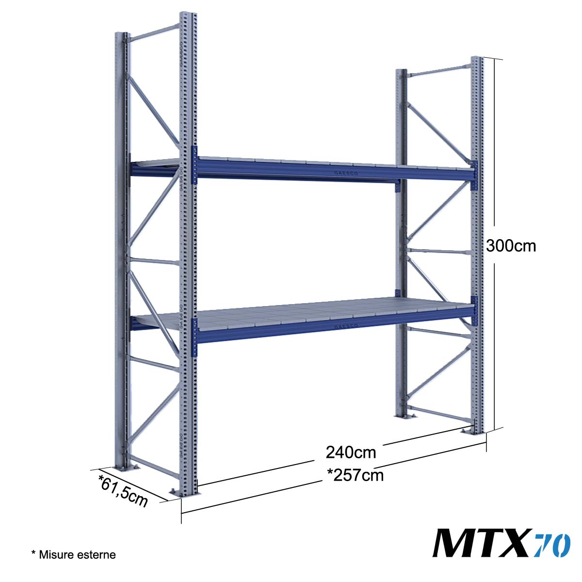 Scaffali metallici picking MTX70 / cm. L.240xP.60xH.300-BASE