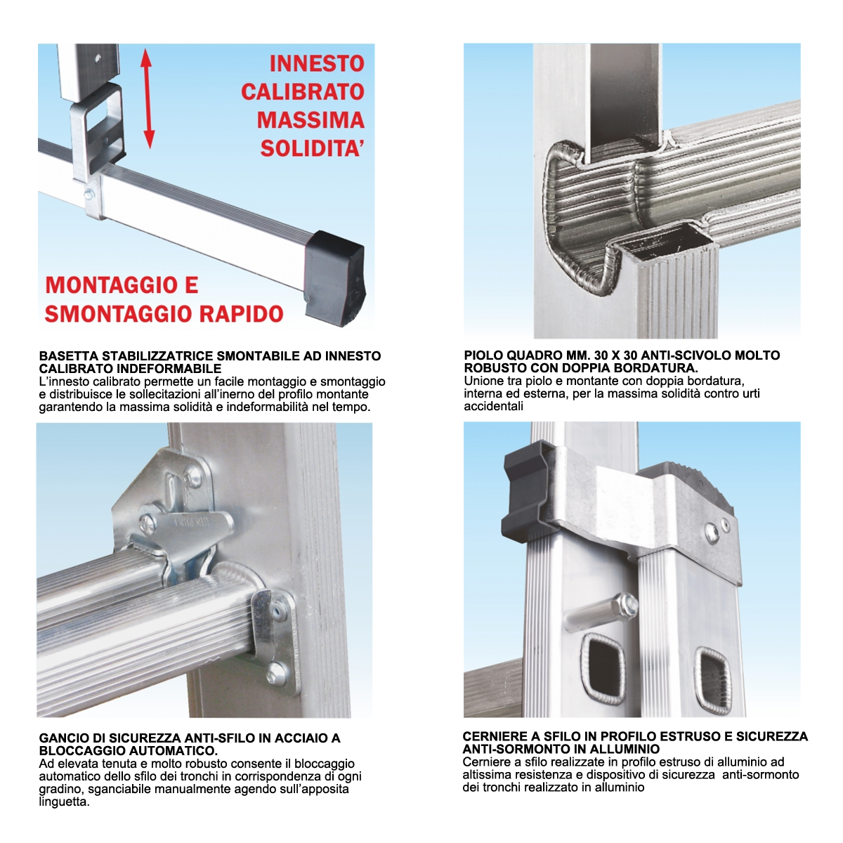Scala professionale allungabile in 2 tronchi a sfilo - 24 gradini