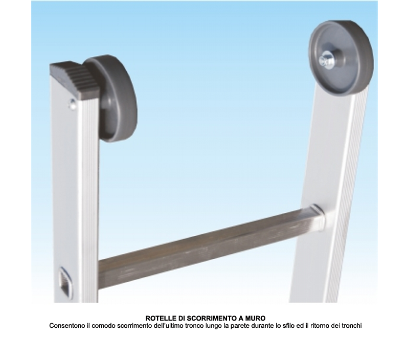Scala professionale allungabile in 3 tronchi con fune - 48 gradini