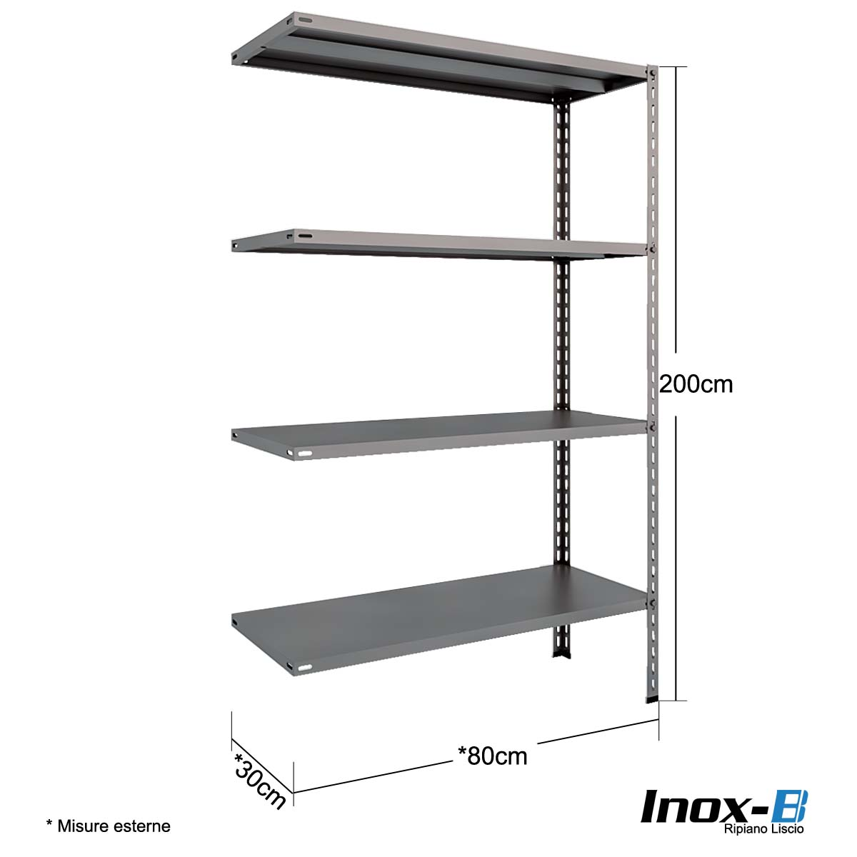 Scaffale Inox-B liscio cm. L.80xP.30xH.200 – AGG.