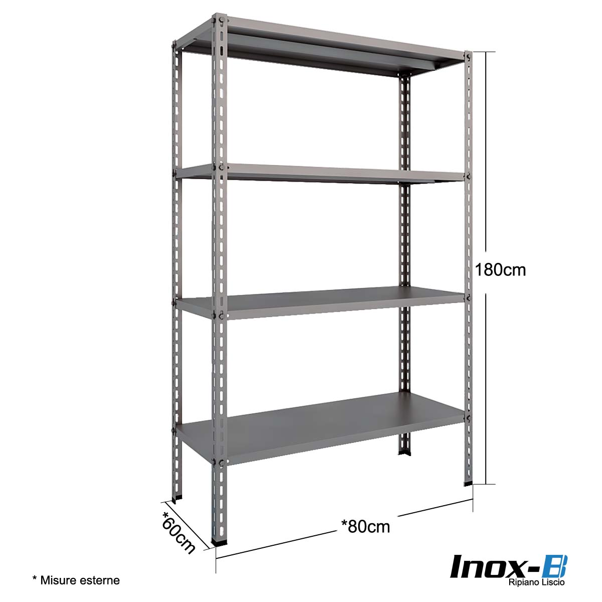 Scaffale Acciaio inox Bullone - cm. L.80xP.60xH.180